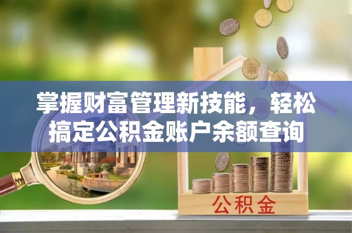 溪口掌握财富管理新技能，轻松搞定公积金账户余额查询