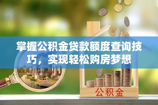 溪口掌握公积金贷款额度查询技巧，实现轻松购房梦想